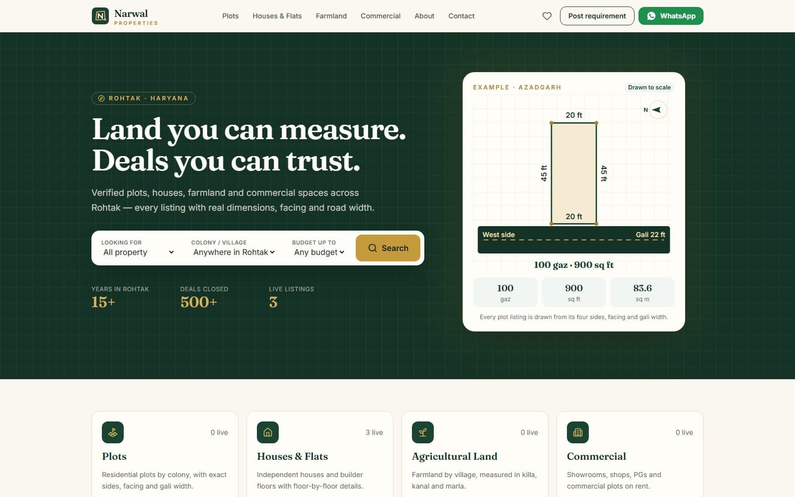 Narwal Properties website, designed and built by ADX Studios